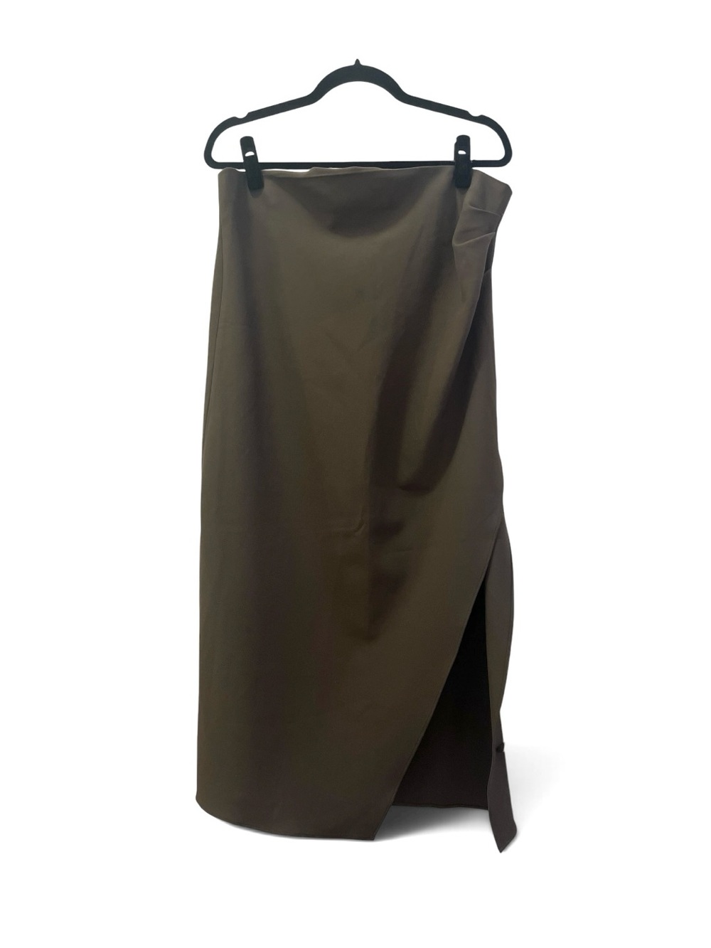 NWOT Zara Draped High Waist Olive Side Slit Midi Skirt XXL